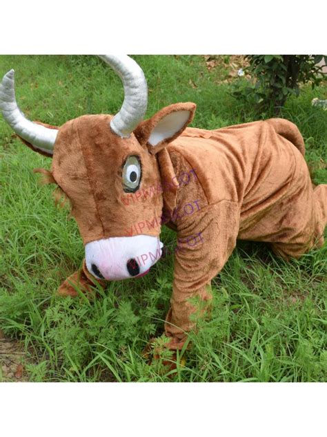 Brown Water Buffalo Wild Ox Cattle Calf Mascot Costume Fancy Dress