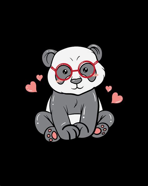 Cute Little Bear Panda Nerd With Glasses Drawing By Lucy Wilk