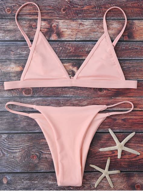cami plunge string bikini set pink bikinis s zaful
