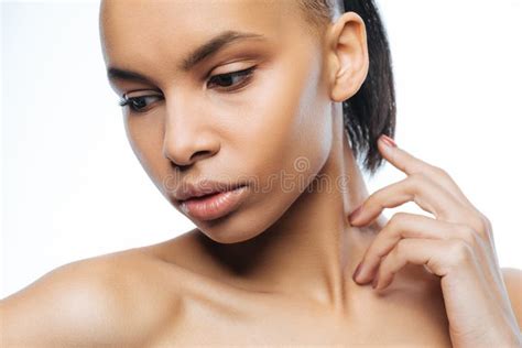 Graceful Negroid Woman Expressing Her Charm In The Studio Stock Photo