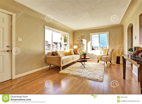 Bright Living Room With Hardwood Stock Image Image Of Floor