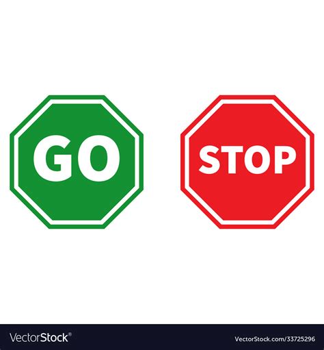 Stop And Go Traffic Signs On White Background Vector Image