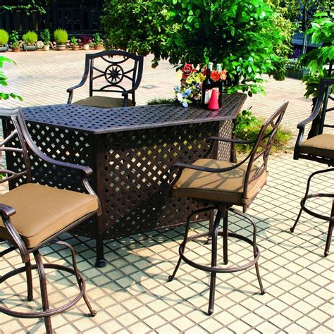 To learn more about aluminum furniture, as well as other materials, and care tips, read patioliving's outdoor materials buying guide. Darlee Ten Star 5 Piece Cast Aluminum Patio Party Bar Set ...