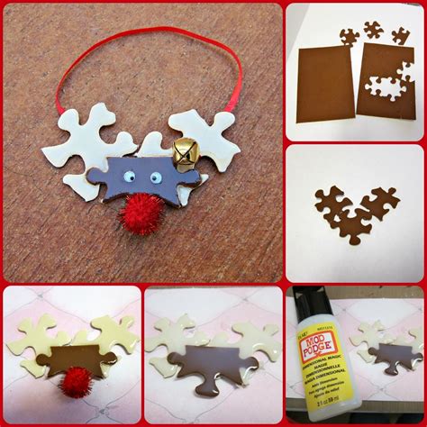 Game night will never be the same again when you create your own unique photo puzzle! Make Reindeer Ornaments from Puzzle Pieces