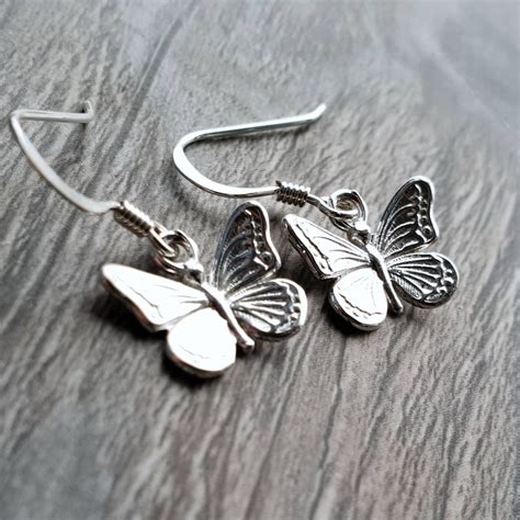 Sterling Silver Butterfly Drop Earrings Butterfly Dangles Etsy Australia
