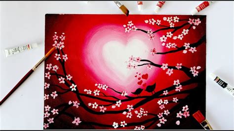 Love Birds Valentines Day Painting Step By Step Painting Using