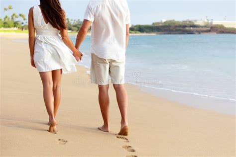 Honeymoon Couple Romantic In Love At Beach Sunset Stock Image Image