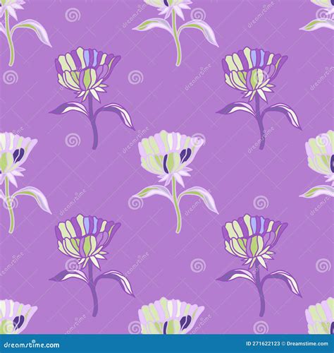 Seamless Pattern With Hand Drawn Flowers And Leaves Abstract Floral