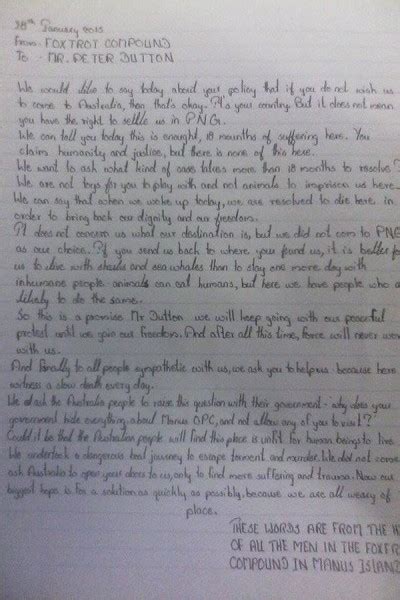 Letter From Asylum Seekers In “foxtrot” Compound At Manusisland Internment Camp Slackbastard