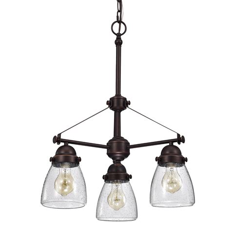 Yellowstone 3 Light Oil Rubbed Bronze Chandelier With Seeded Glass