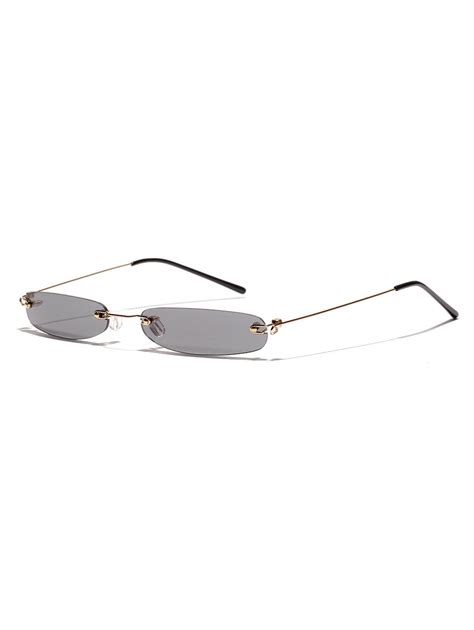 34 Off 2021 Narrow Lens Rectangle Rimless Sunglasses In Gray Zaful