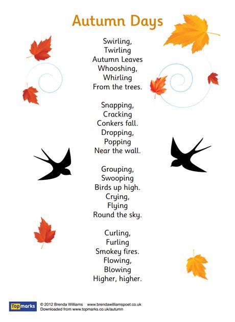 Autumn Printables Autumn Poems Autumn Eyfs Activities Autumn
