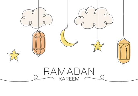 Ramadan Kareem Continuous Line Art Banner Background Ramadan Drawing
