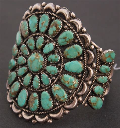 Zuni Kings Manassa Turquoise Cluster Cuff Turquoise Navajo Jewelry
