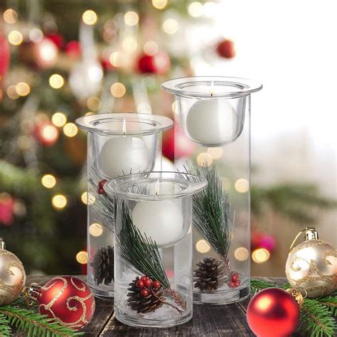 Adds interest and style to any setting. Hurricane Candle Holders with Replaceable Holiday Flowers ...