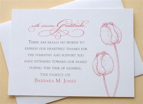 Funeral Thank You Cards With 2 Burgundy Or 2 Purple Tulips Flat Cards