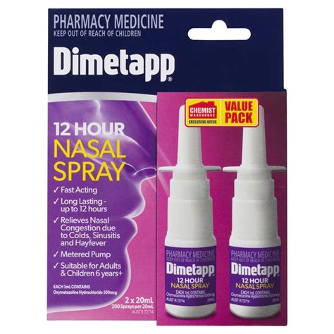 Buy Dimetapp 12 Hour Nasal Spray 20ml Twin Pack Exclusive Online At Chemist Warehouse®