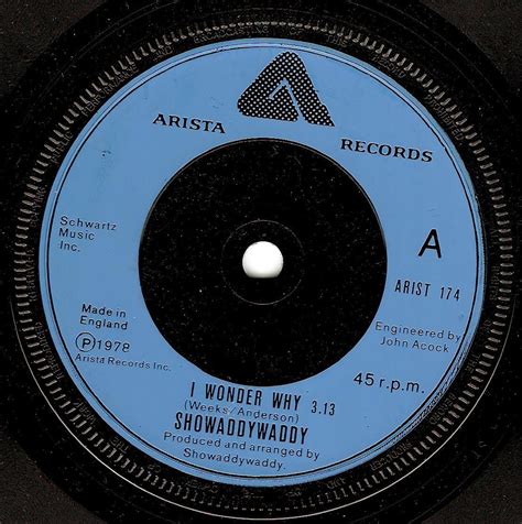 Showaddywaddy I Wonder Why Vinyl Record 7 Inch Arista 1978