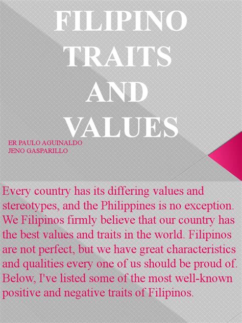 Filipino Traits And Values Pdf