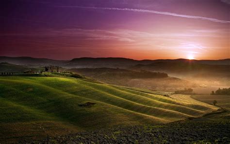 Sunset In Tuscany Natural Scenery Hd Wallpaper Preview