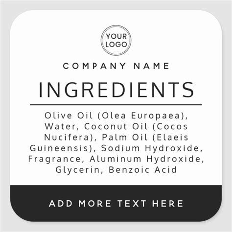 Logo Black White Ingredient Listing Product Label In 2021
