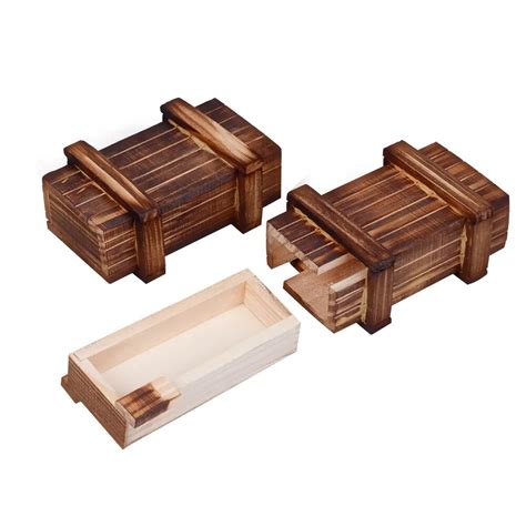 Wooden Puzzle Box With Secret Wood Drawer Magic Compartment Brain