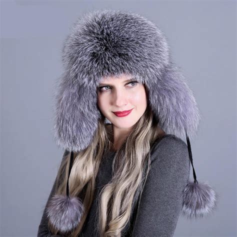Cheap Fur Hat For Women Fox Fur Earmuff Warm Ear Protection Hats Winter Thick Warm Ears Fashion
