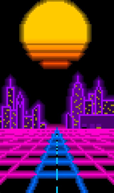 I Wanted To Make A Pixel Art Outrun Phone Wallpaper How Did I Do