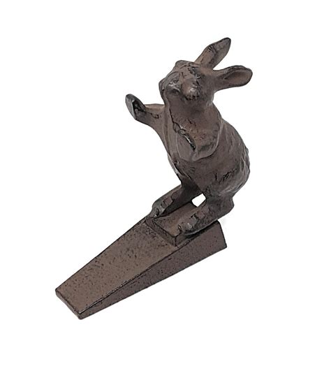 Hare Rabbit Cast Iron Solid Metal Brown Doorstop Wedge Stopper Present