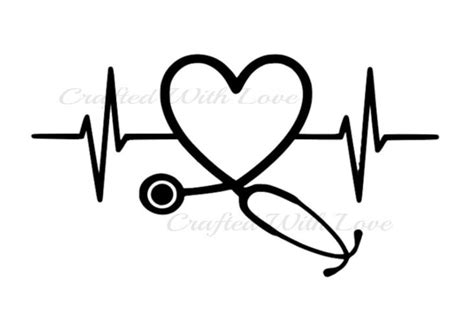 Ekg Stethoscope Heart Svg Download Now Etsy