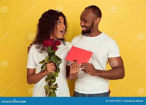 Valentine S Day Celebration Happy African American Couple Isolated On