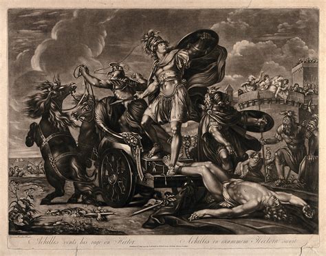 Achilles Dragging The Body Of Hector Around Troy Mezzotint After G Hamilton Wellcome