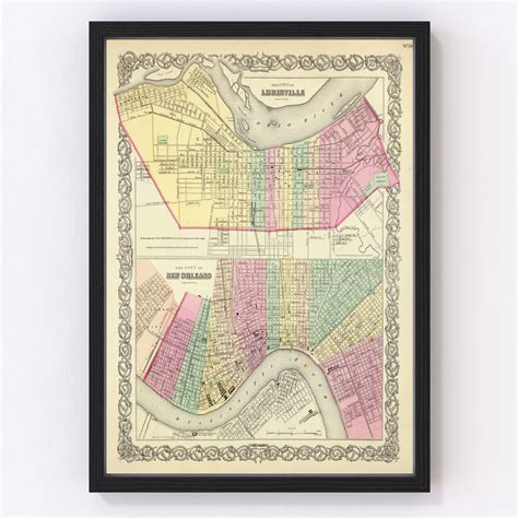 Vintage Map Of Louisville Kentucky 1856 By Teds Vintage Art