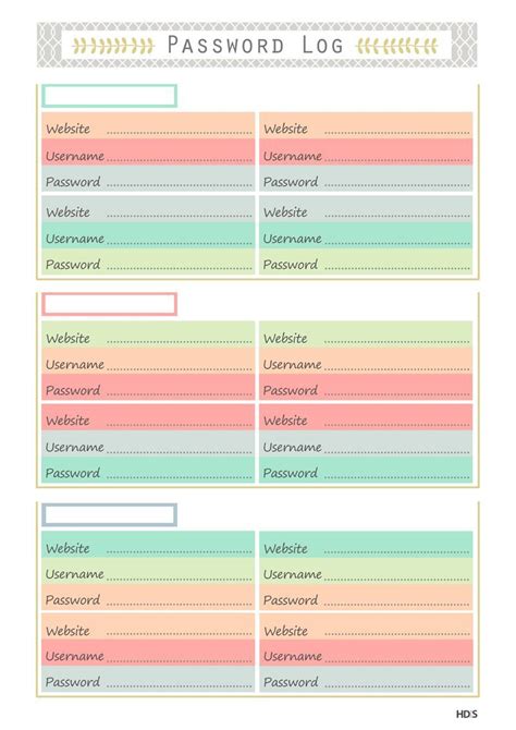 Printable password log or password list is the simple tool designed to help you keep all your logins and passwords organized and structures in one place. Password Log Template Free Download | Printable password ...