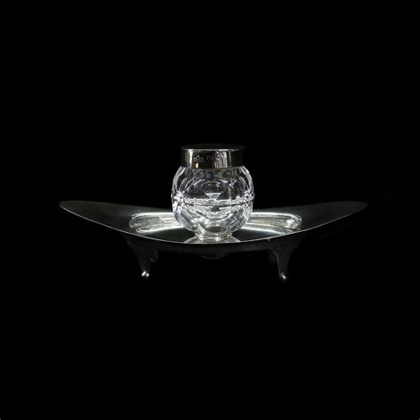 Asprey Silver And Crystal Inkwell Lowe And Sons