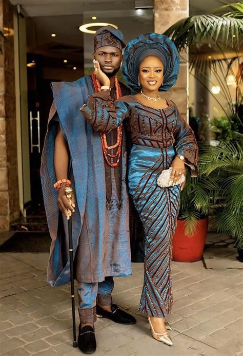 African Traditional Wedding Aso Oke Complete Set For Couple Bride And Groom In 2021 African