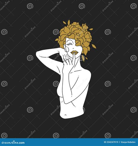 smiling naked woman nude body silhouette outline shape vector illustration cartoondealer
