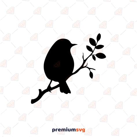 Bird On Branch Svg Cut And Silhouette File Instant Download Premiumsvg