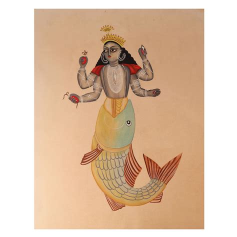 Matsya Fish Depiction Of Vishnu In The Kalighat Painting