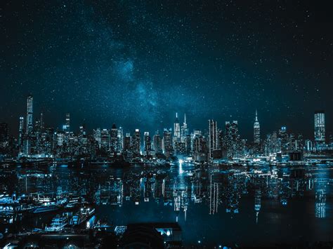 New York City Wallpaper 4k Panoramic Cityscape Night