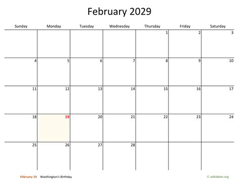 February 2029 Calendar With Bigger Boxes