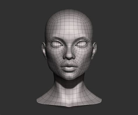 Artstation Female Head Base Mesh Low Poly Resources