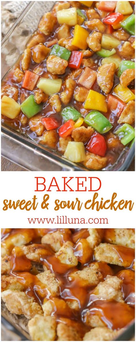 Pour the sweet and sour chicken (both chicken and excess sauce) on prepared baking sheet. Baked Sweet and Sour Chicken | Lil' Luna
