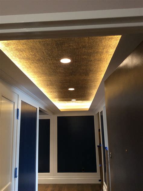 1000 x 722 jpeg 304 кб. Gold leaf Burlap … | Home lighting design, Gold ceiling