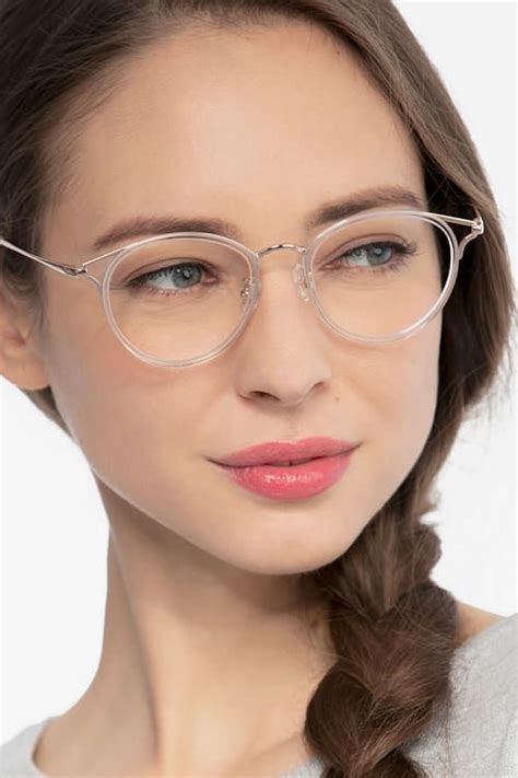 Dazzle Cat Eye Clear Frame Glasses Pink Eyeglasses Round Eyeglasses