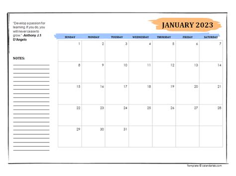 2023 Calendar Printable With Notes Free Download Printable Calendar