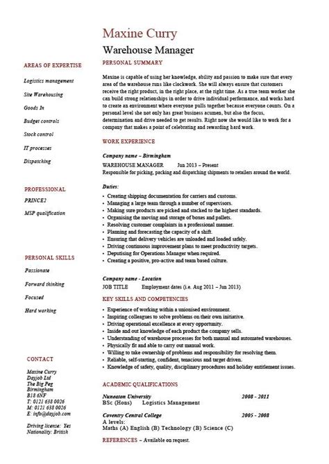 Tailor your resume by selecting wording that best fits for each job you apply. Warehouse manager resume, examples, job description, stock ...
