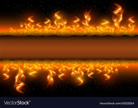 Fire Flames With Banner On Black Background Vector Image