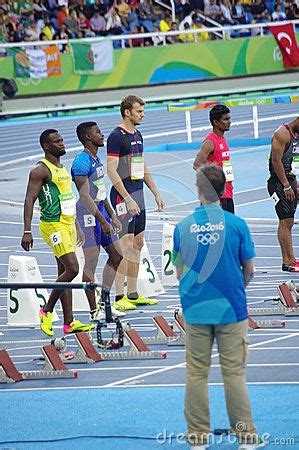 Bolt's winning time of 9.81 seconds was his slowest at the olympics, but a season's best and the second fastest of the year behind gatlin. Christophe Lemaitre, a French sprinter among 100m sprint athletes at the start line of 100m heat ...