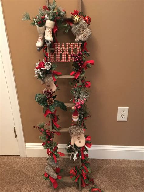If you don't have the budget for a real tree this year or don't want to for decorations, you can go many different routes. Tobacco stick ladder decorated for Christmas | Christmas ...
